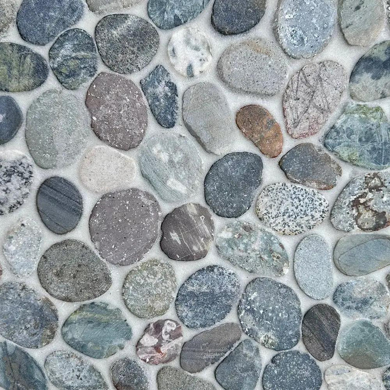 Fossil Blue Earth Tan Natural Pebble Mosaics 12x12 by Stonetiledepot