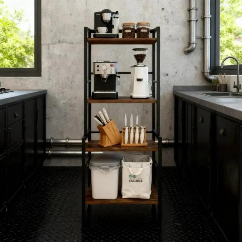 Four-Tier Industrial Style Metal Frame Bookshelf | Vintage Luxury Villa-Style Bookcase Suitable for Living Room, Study or Home Office by House Of Avana