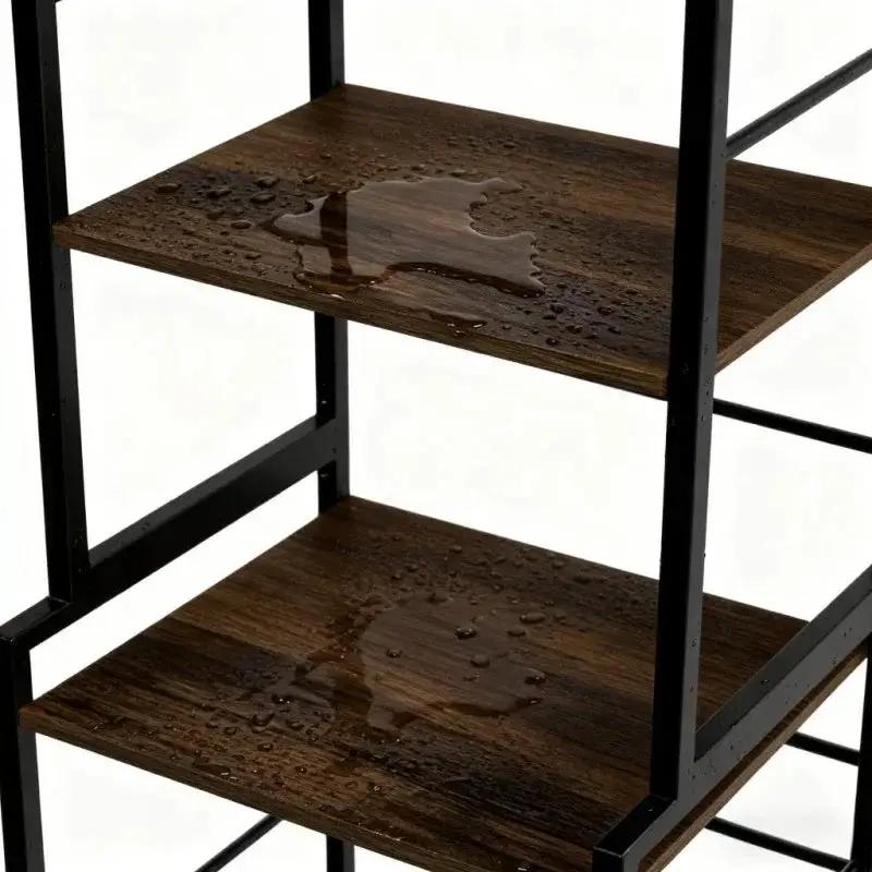 Four-Tier Industrial Style Metal Frame Bookshelf | Vintage Luxury Villa-Style Bookcase Suitable for Living Room, Study or Home Office by House Of Avana