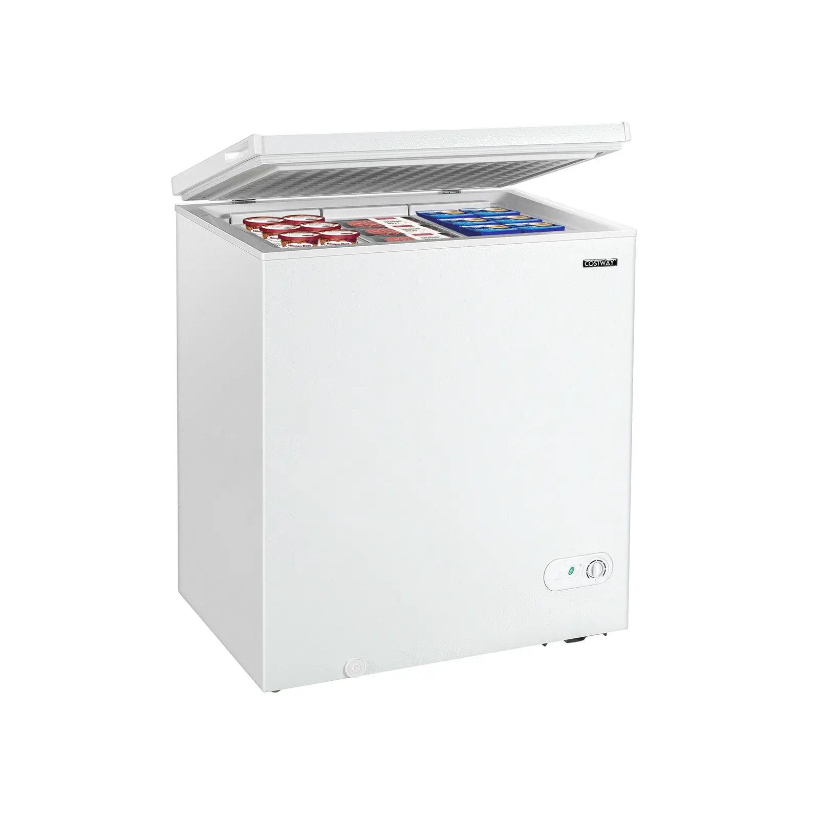 5.2 Cu.ft Chest Freezer Upright Single Door Refrigerator with 3 Baskets-White by DirectDeals