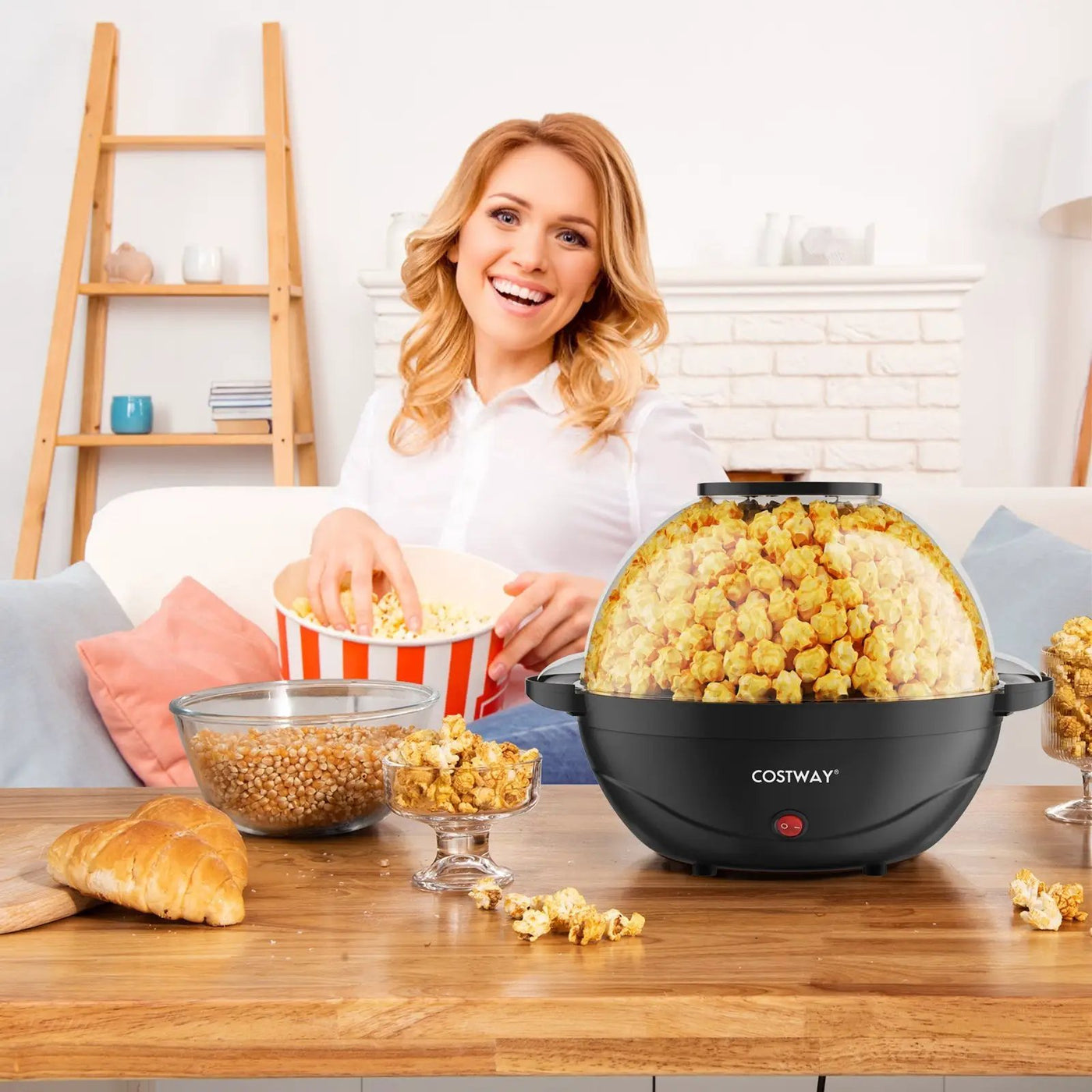 6QT Stirring Popcorn Popper Maker with Nonstick Plate by DirectDeals