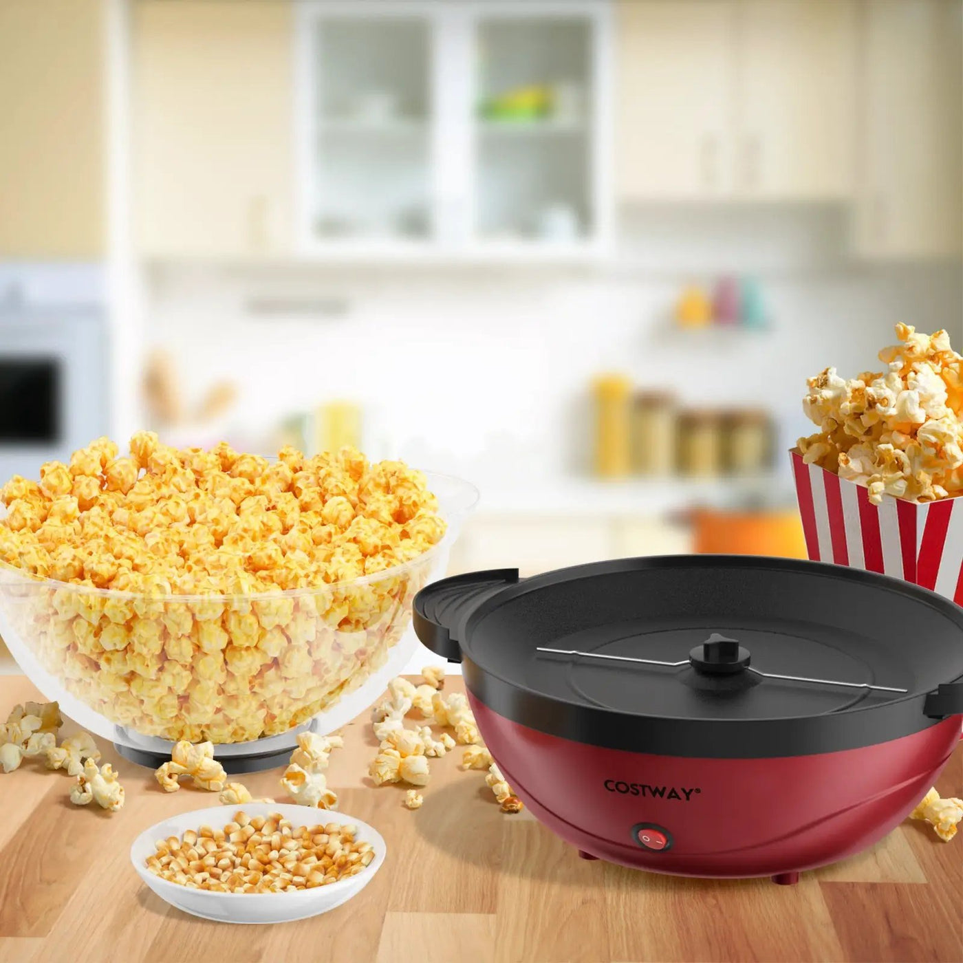 6QT Stirring Popcorn Popper Maker with Nonstick Plate by DirectDeals
