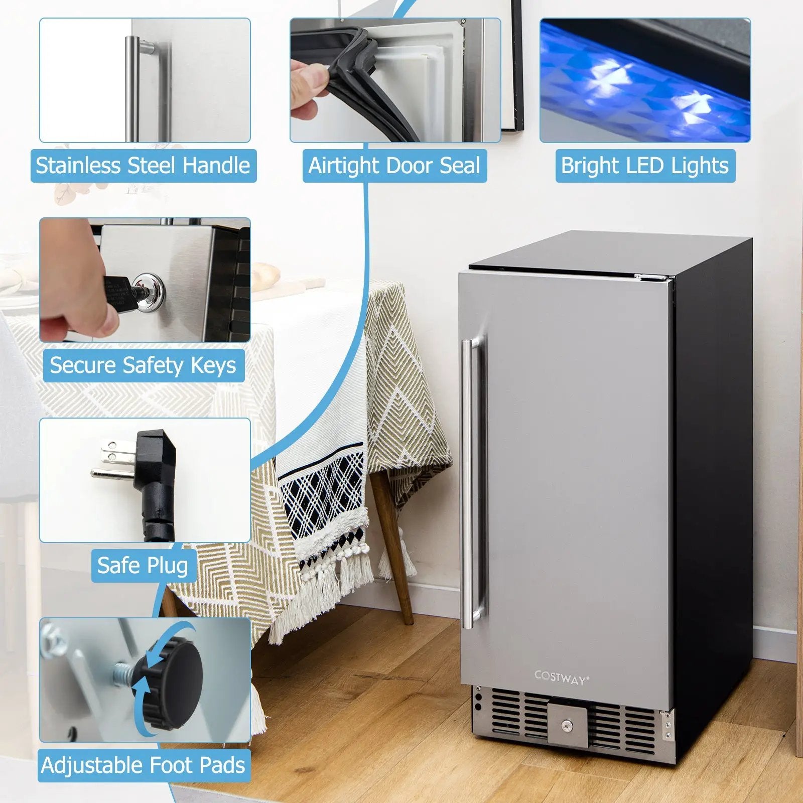 Compact Refrigerator with Adjustable Thermostat and Stainless Steel Door-Silver by DirectDeals