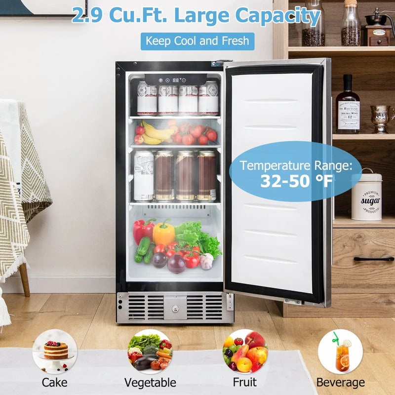 Compact Refrigerator with Adjustable Thermostat and Stainless Steel Door-Silver by DirectDeals