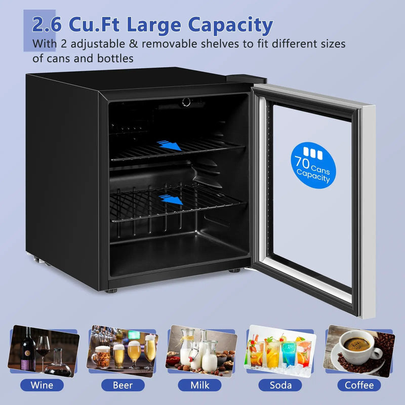 60 Can Beverage Mini Refrigerator with Glass Door by DirectDeals