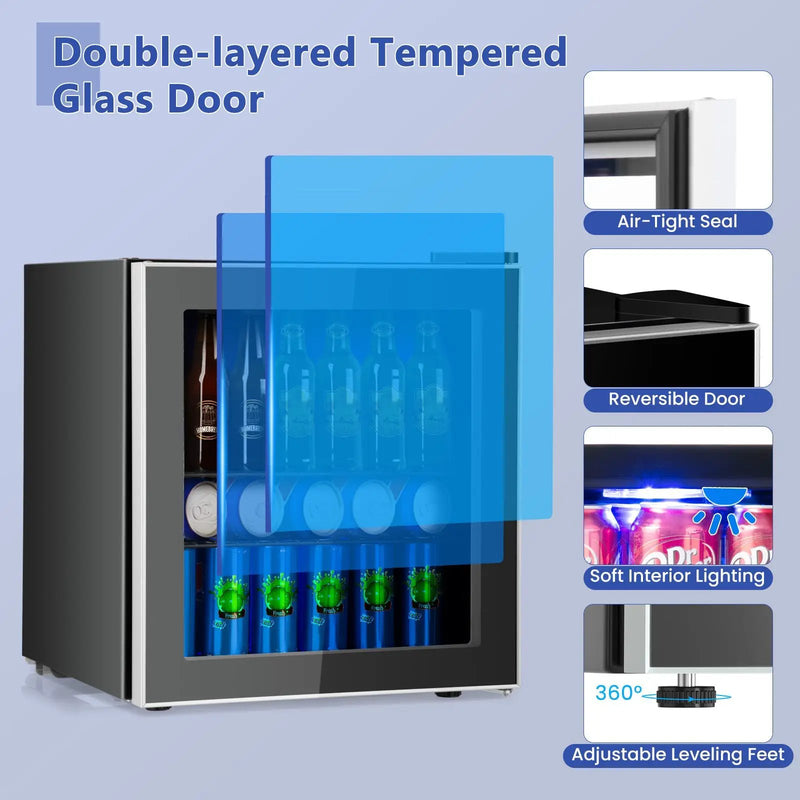 60 Can Beverage Mini Refrigerator with Glass Door by DirectDeals