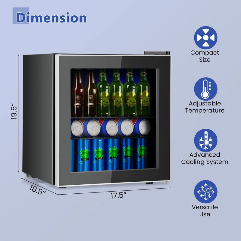 60 Can Beverage Mini Refrigerator with Glass Door by DirectDeals
