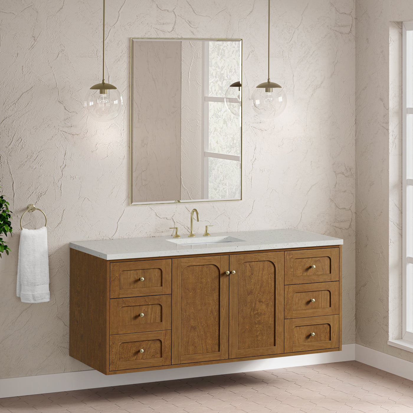 James Martin Laurent 60" Dual Mount Single Bathroom Vanity, Honey Oak, view 37