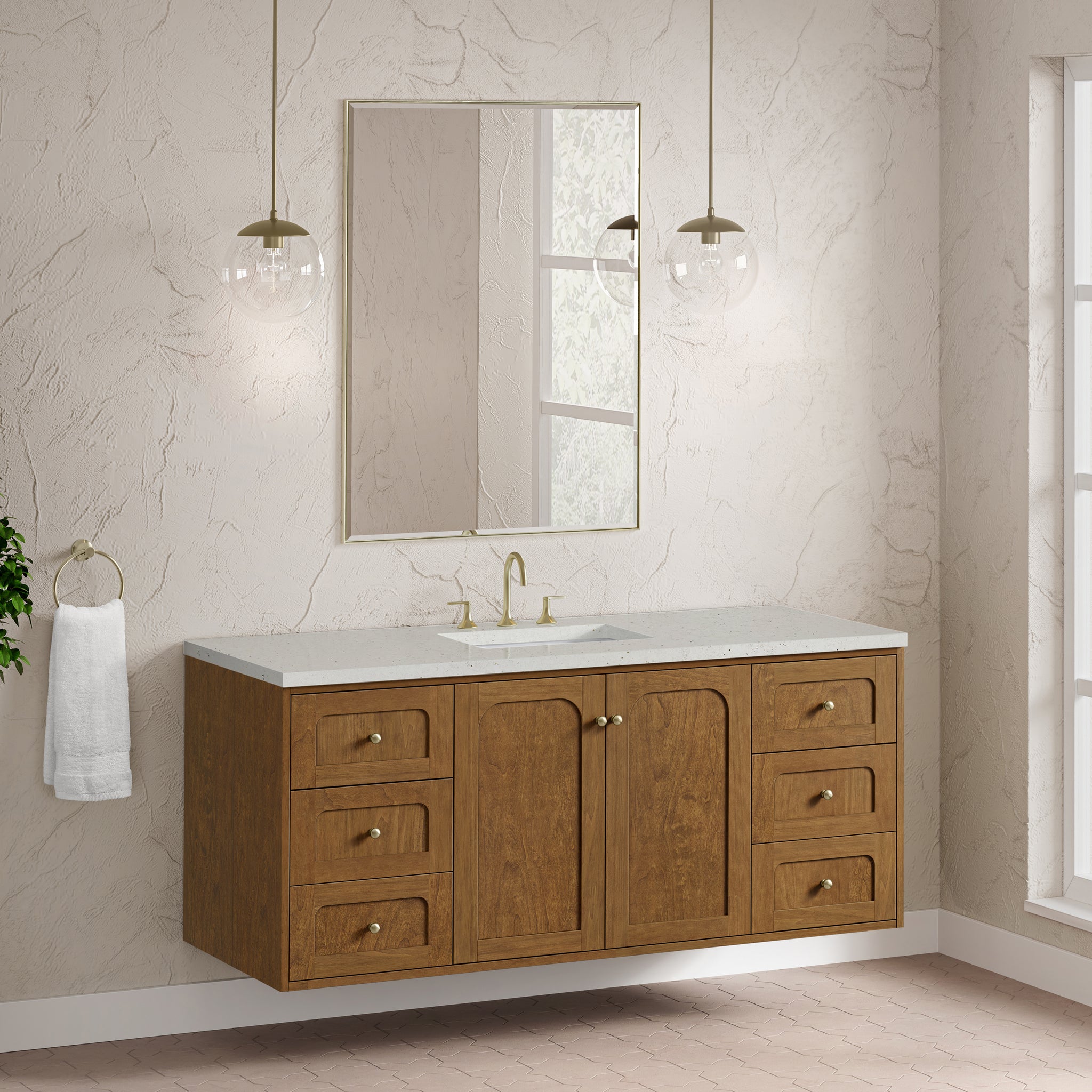 James Martin Laurent 60" Dual Mount Single Bathroom Vanity, Honey Oak, view 37