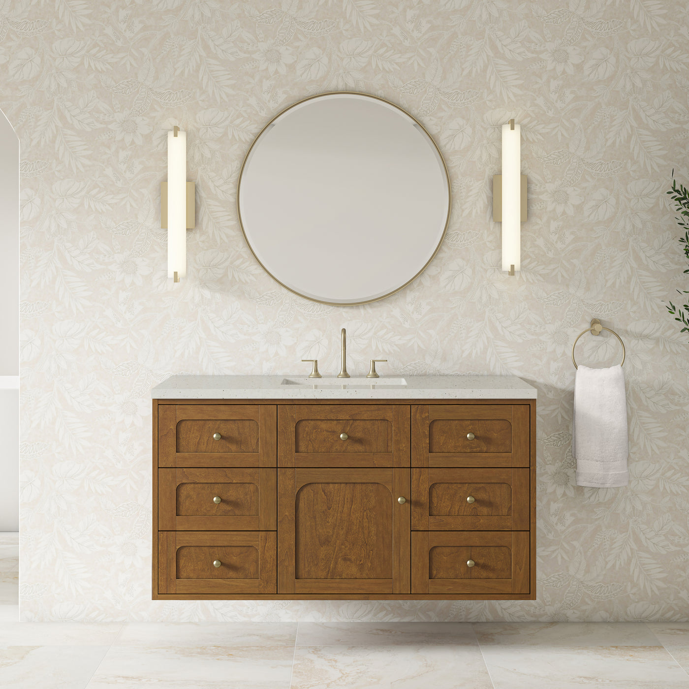 James Martin Laurent 48" Dual Mount Single Bathroom Vanity, Honey Oak, view 36