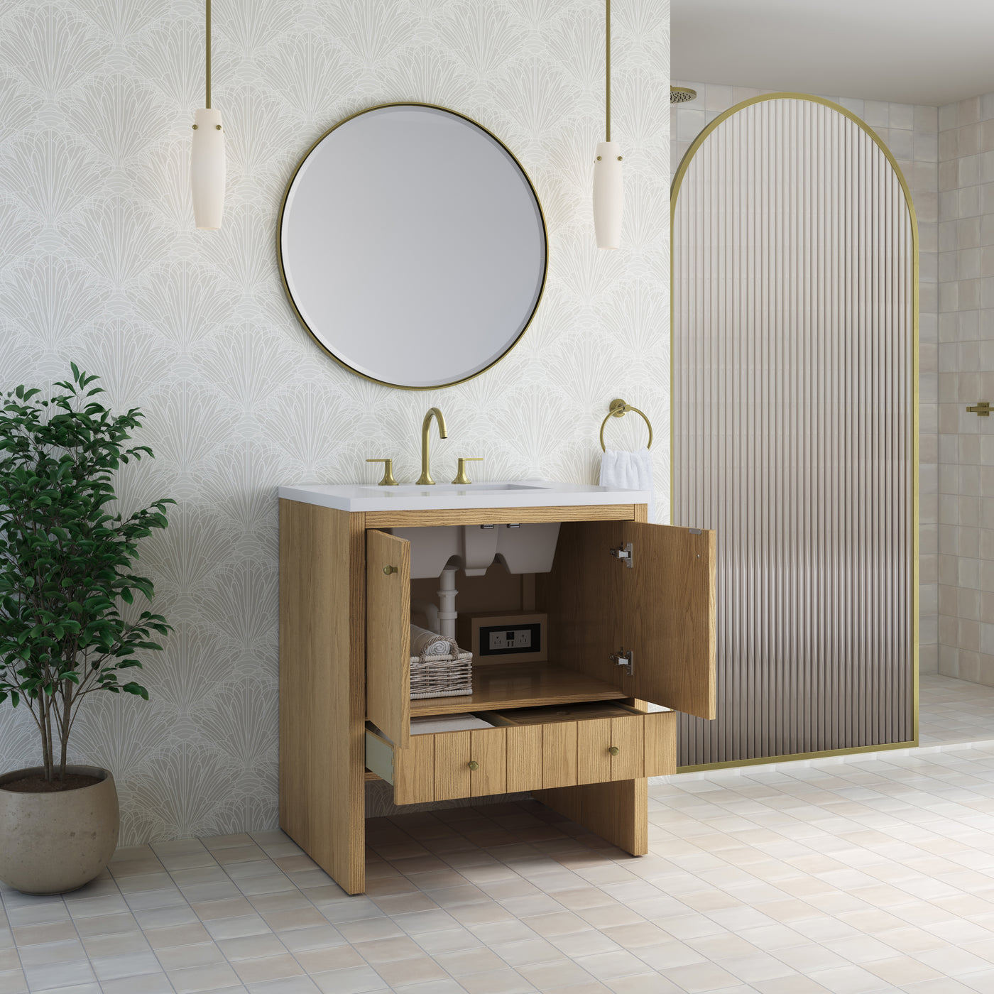 James Martin Hudson 30" Single Bathroom Vanity, Light Natural Oak, view 35