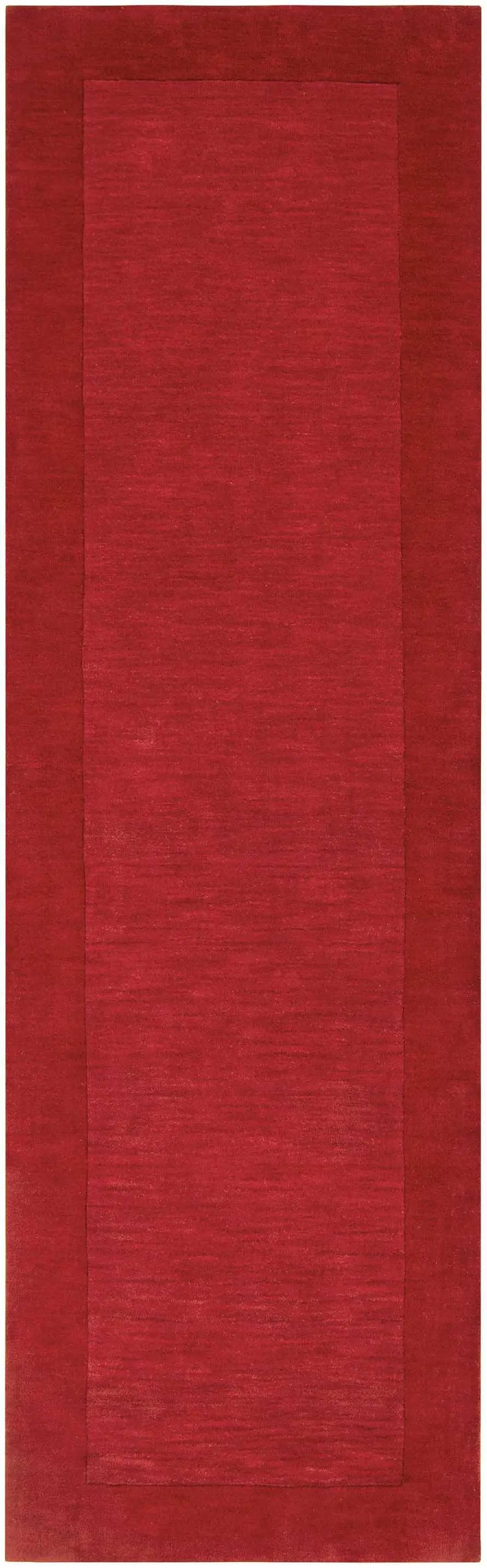 Bordered Solid Red Wool Rug by Boutique Rugs