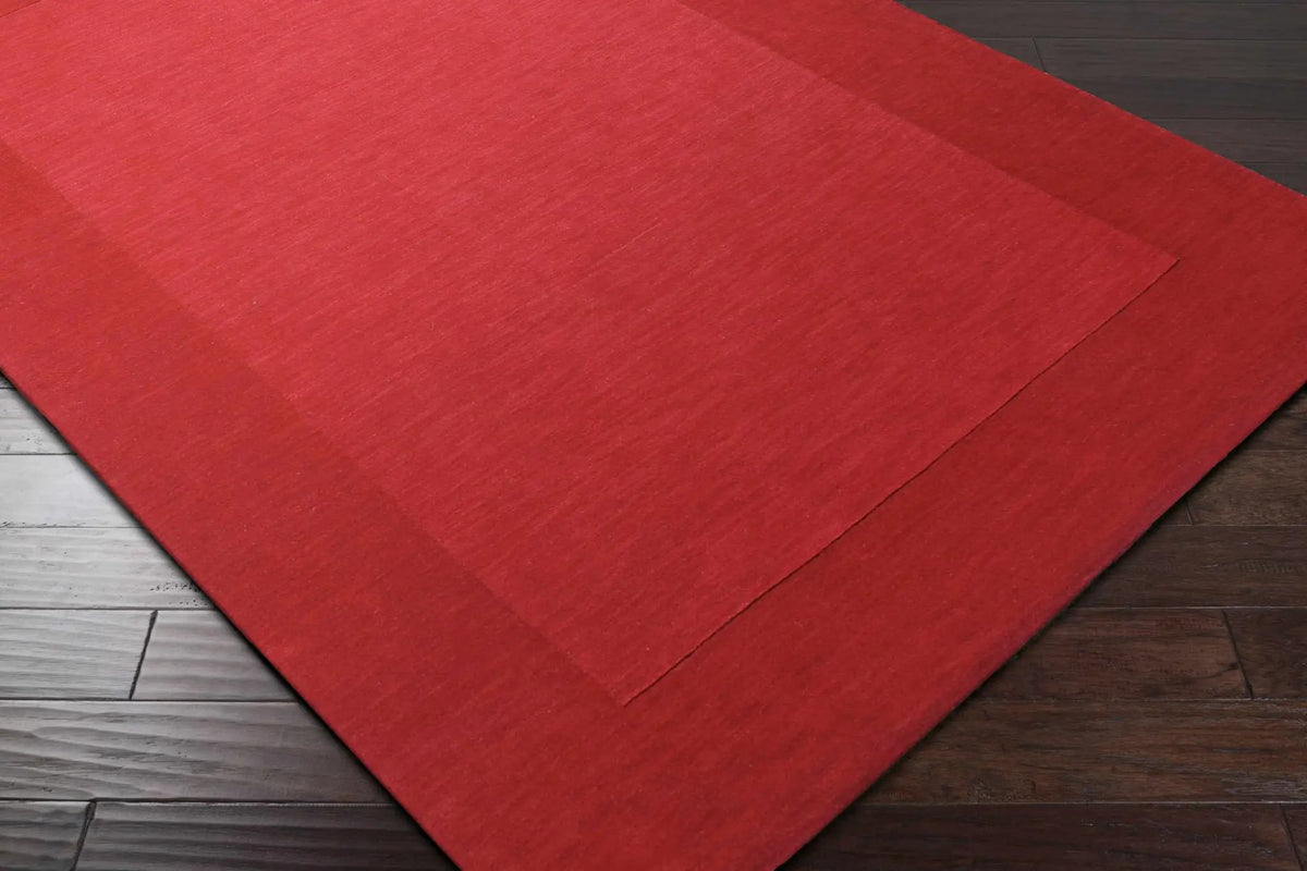 Bordered Solid Red Wool Rug, photo 11 of 15
