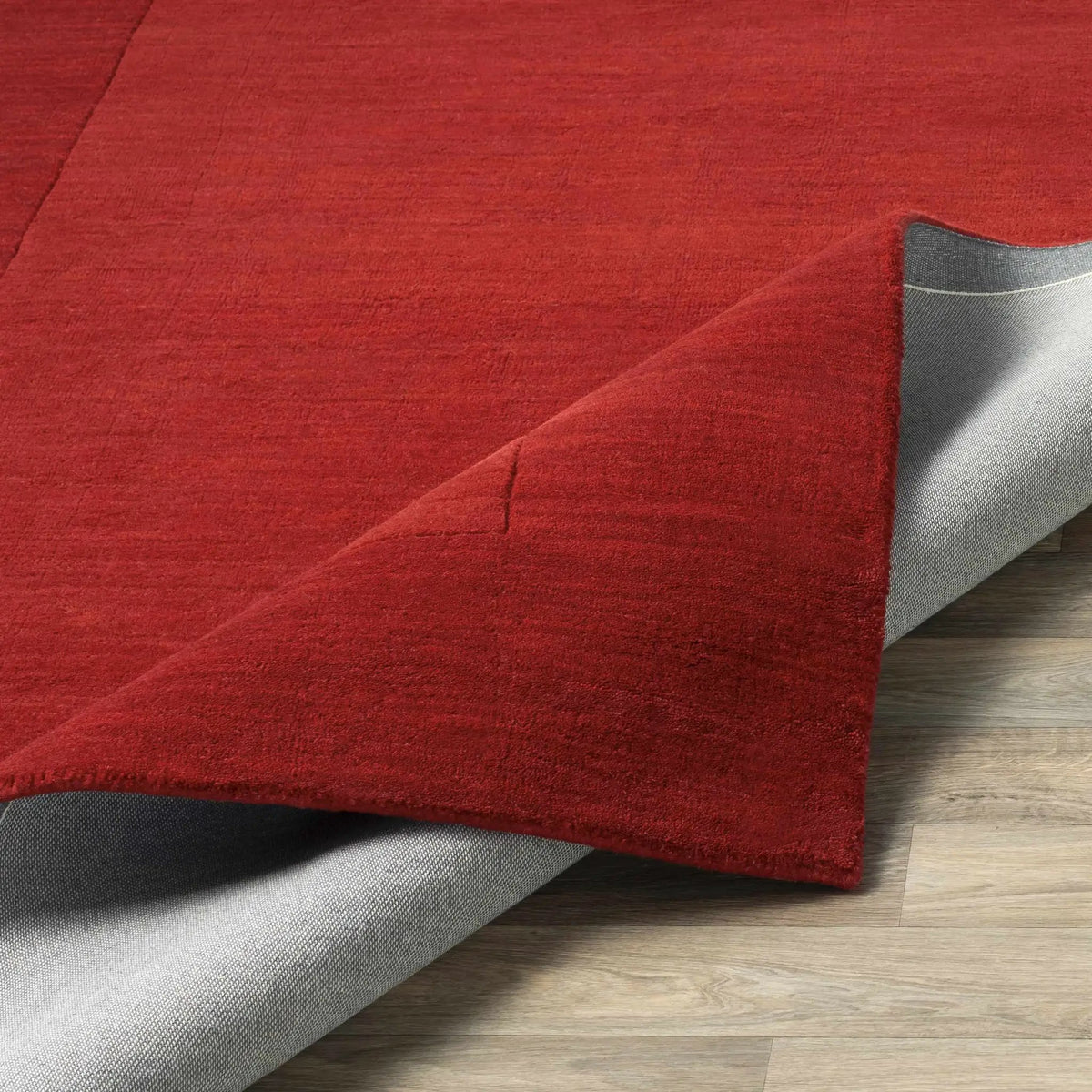 Bordered Solid Red Wool Rug, photo 4 of 15