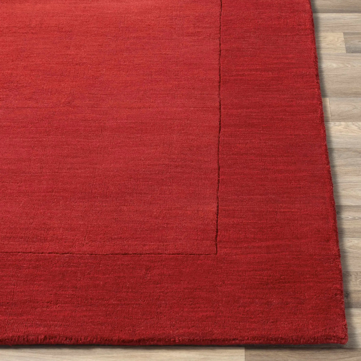 Bordered Solid Red Wool Rug, photo 3 of 15