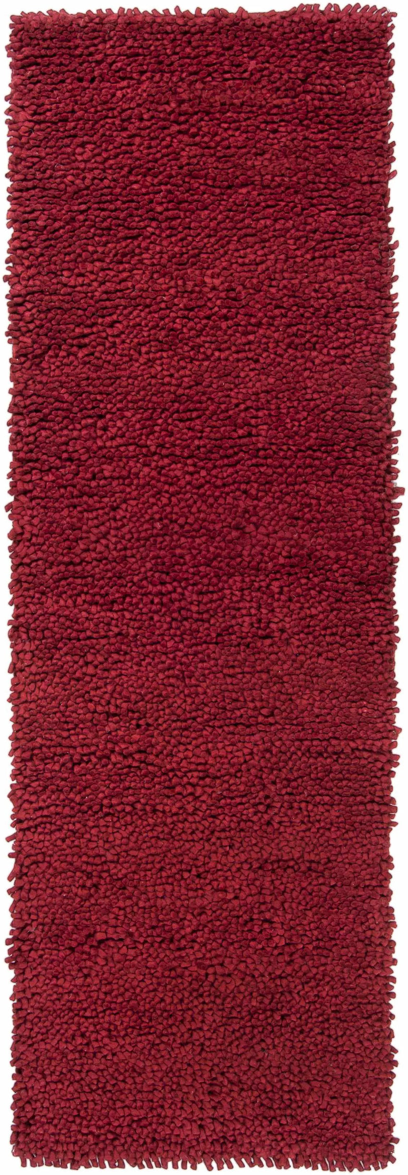 Frederika Solid Dark Red Wool Shag Rug - Clearance by Boutique Rugs