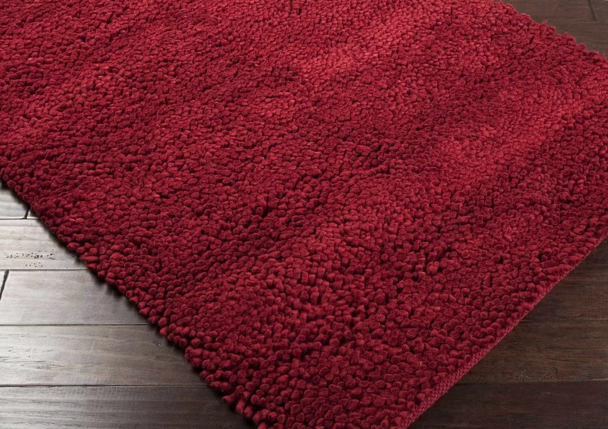 Frederika Solid Dark Red Wool Shag Rug - Clearance, photo 2 of 8