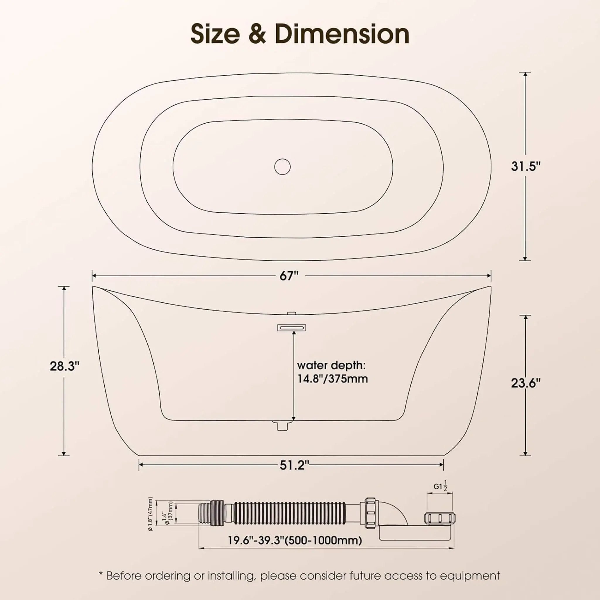 Nuvia Verano Freestanding Whirlpool Air Bubble LED Massage Bathtub (SAK47639) by SAKSBY WHOLESALE