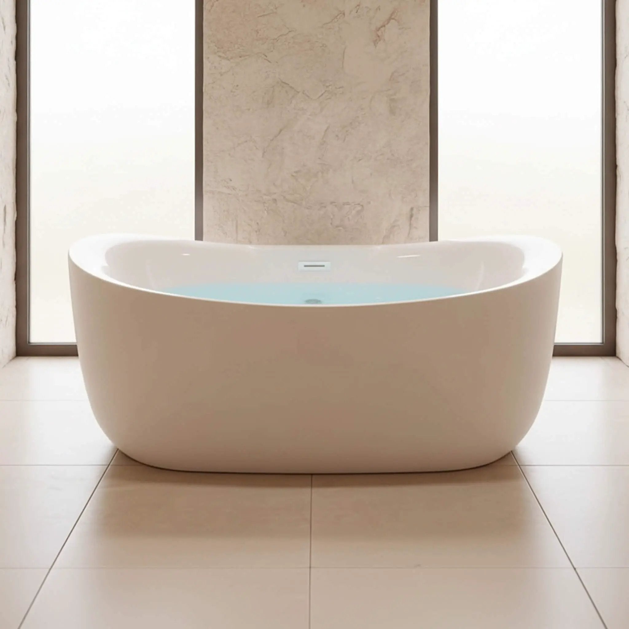 Nuvia Verano Freestanding Whirlpool Air Bubble LED Massage Bathtub (SAK47639) by SAKSBY WHOLESALE