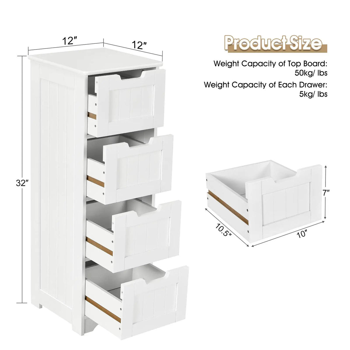 Free-Standing Side Storage Organizer with 4 Drawers, photo 9 of 16