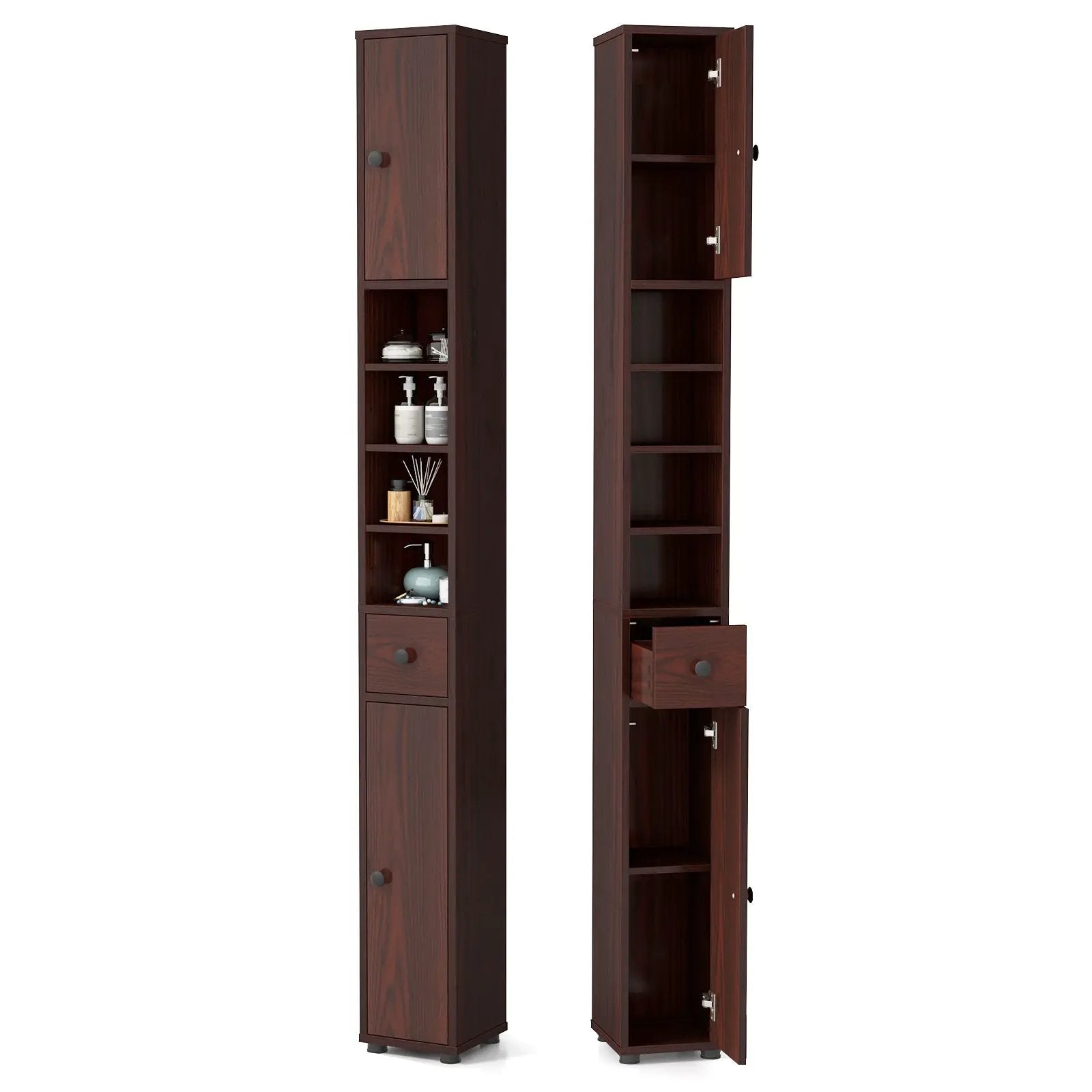 Freestanding Slim Bathroom Cabinet with Drawer and Adjustable Shelves by DirectDeals