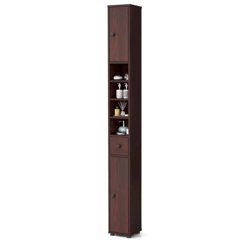 Freestanding Slim Bathroom Cabinet with Drawer and Adjustable Shelves by DirectDeals