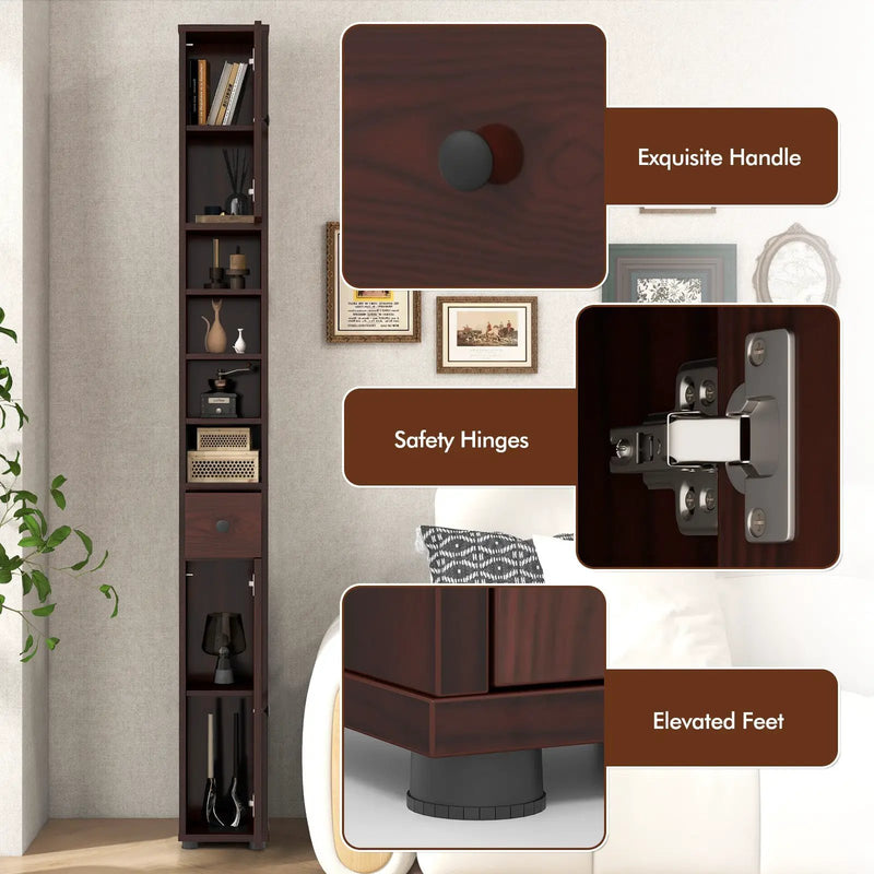 Freestanding Slim Bathroom Cabinet with Drawer and Adjustable Shelves by DirectDeals