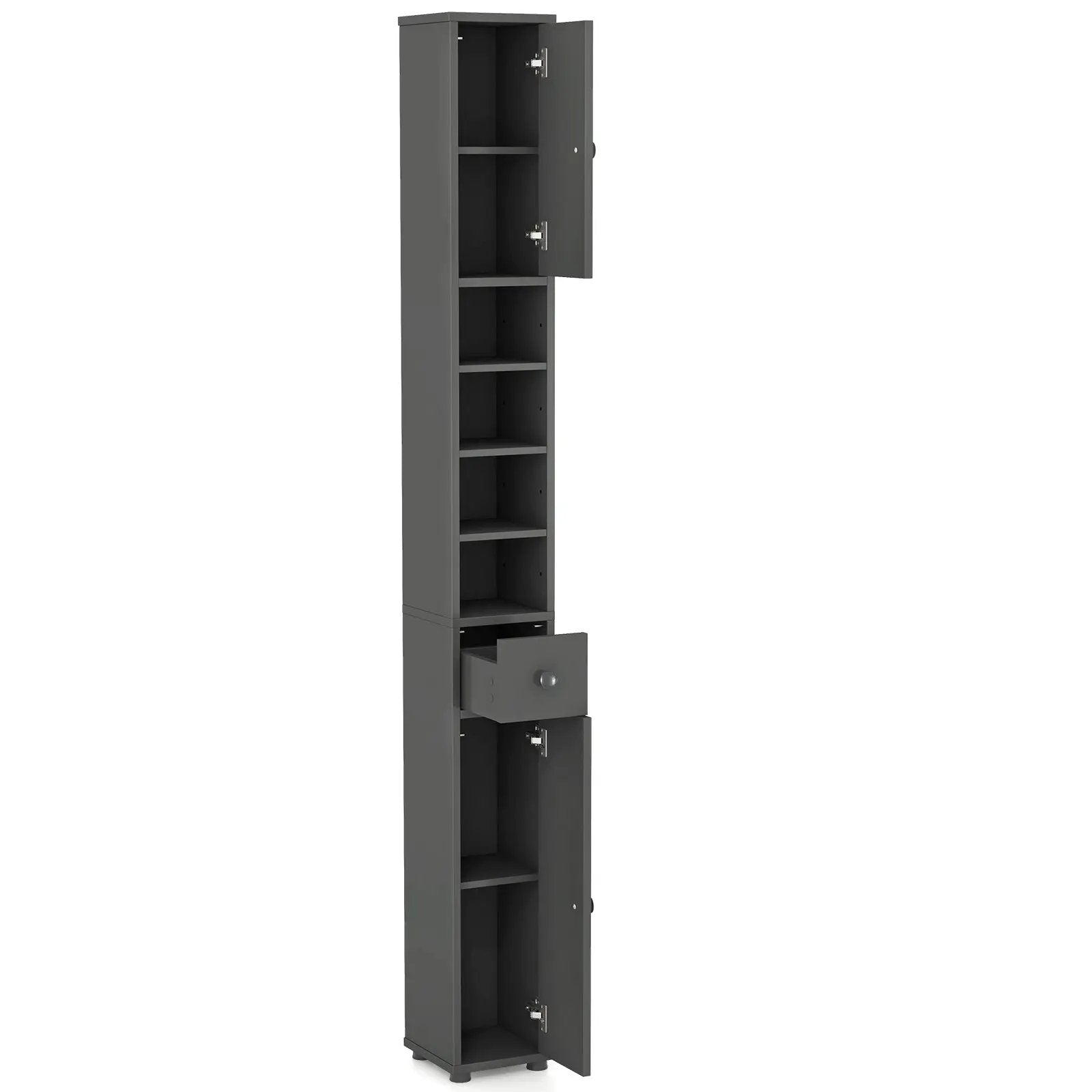 Freestanding Slim Bathroom Cabinet with Drawer and Adjustable Shelves by DirectDeals