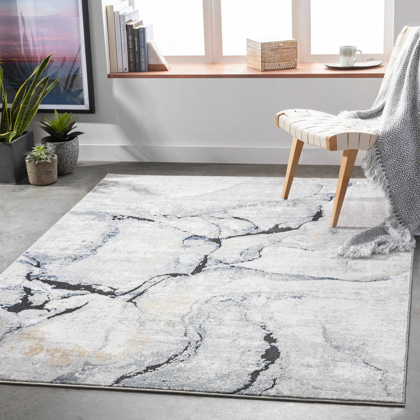 Fremantle Gray Marble Rug by Boutique Rugs