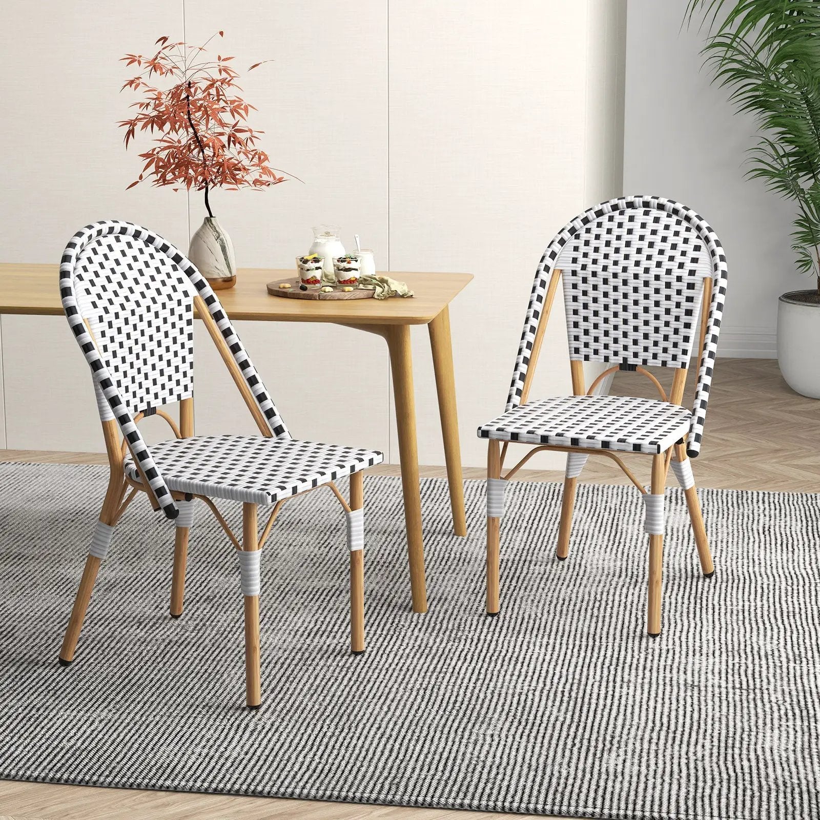 French Bistro Chair Set of 2 with Galvanized Metal Framex-White by DirectDeals