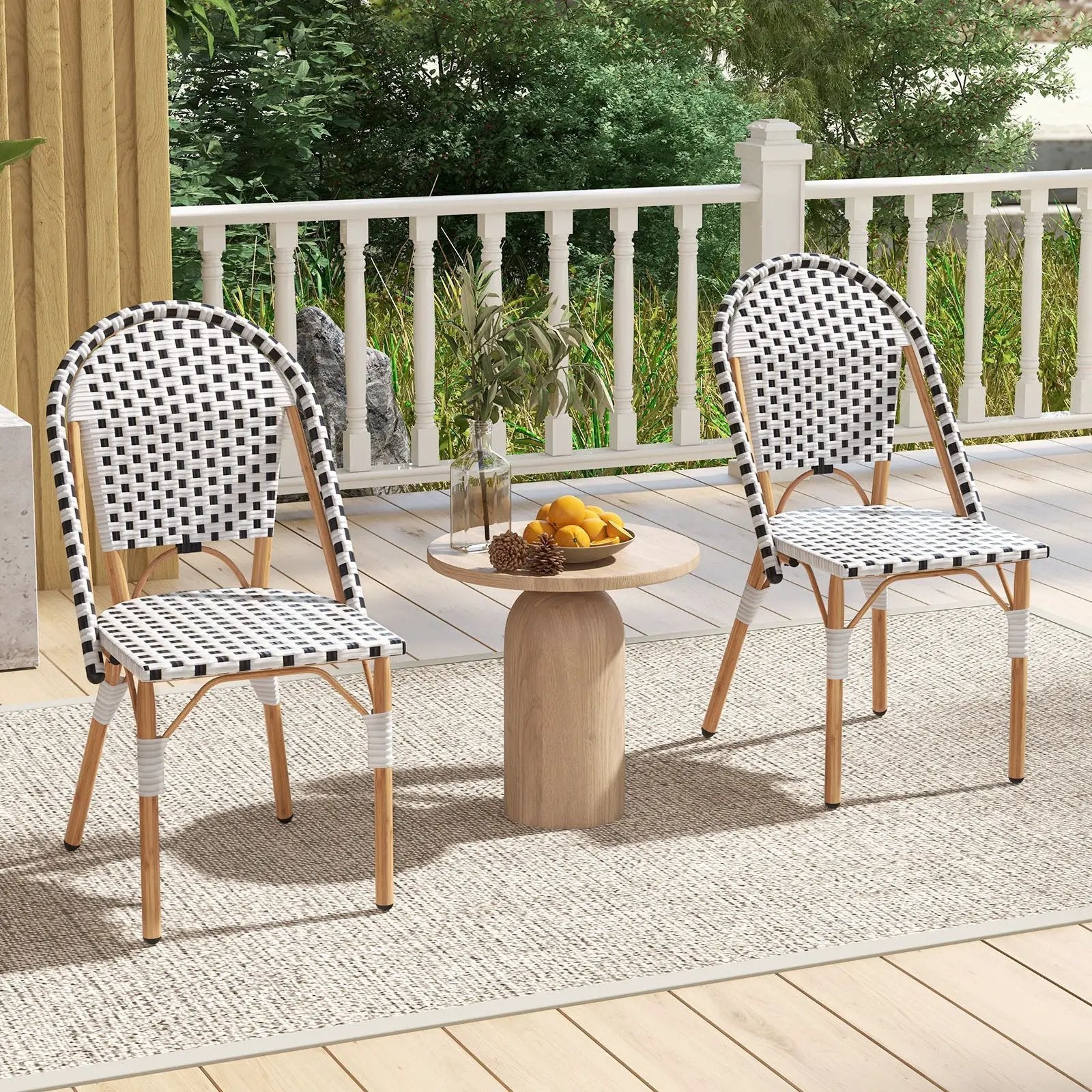 French Bistro Chair Set of 2 with Galvanized Metal Framex-White by DirectDeals