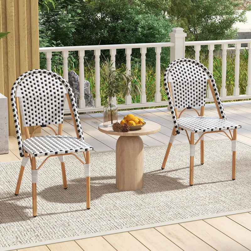 French Bistro Chair Set of 2 with Galvanized Metal Framex-White by DirectDeals