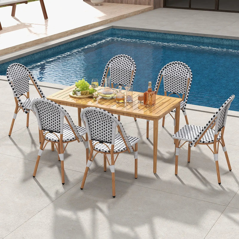 French Bistro Chair Set of 2 with Galvanized Metal Framex-White by DirectDeals
