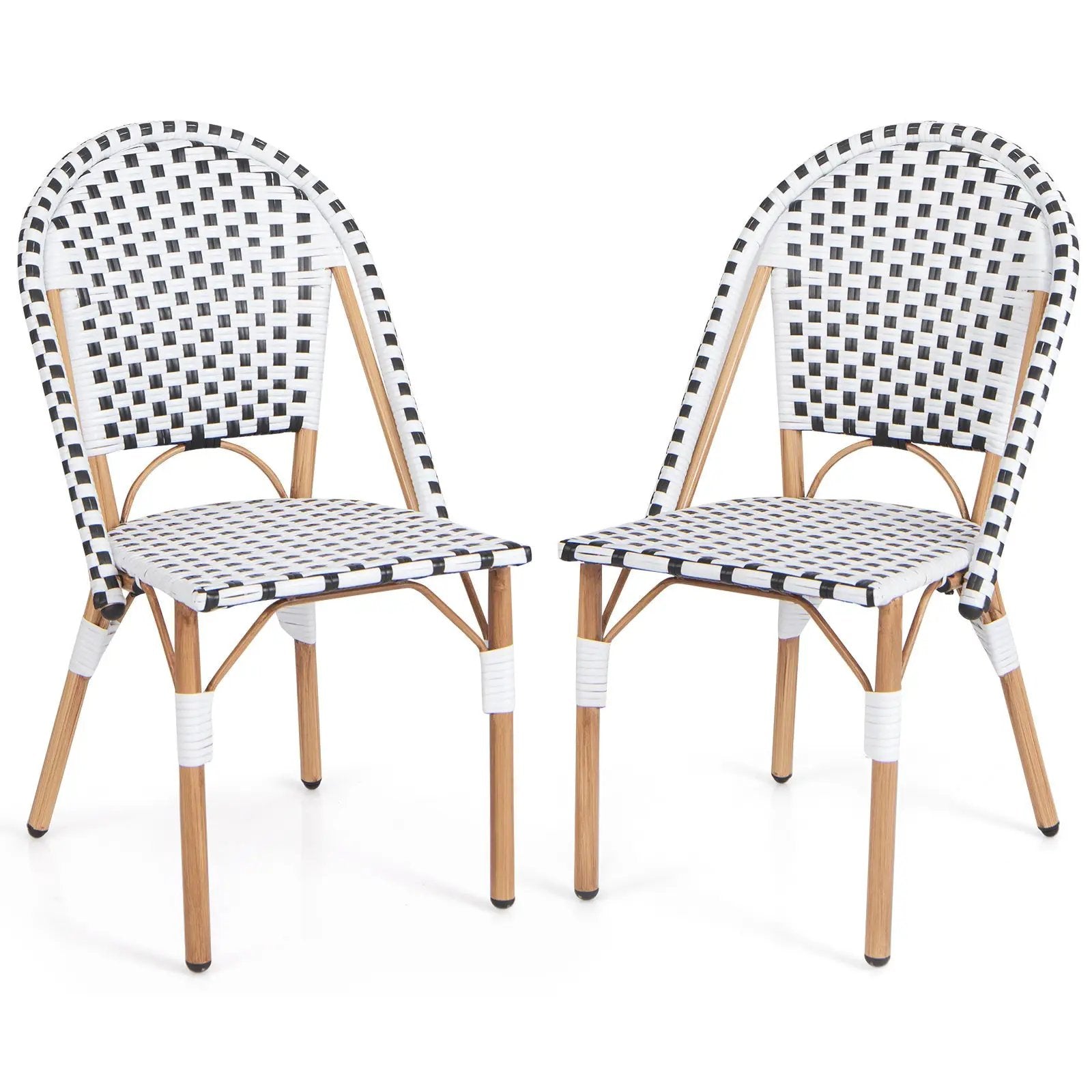 French Bistro Chair Set of 2 with Galvanized Metal Framex-White by DirectDeals