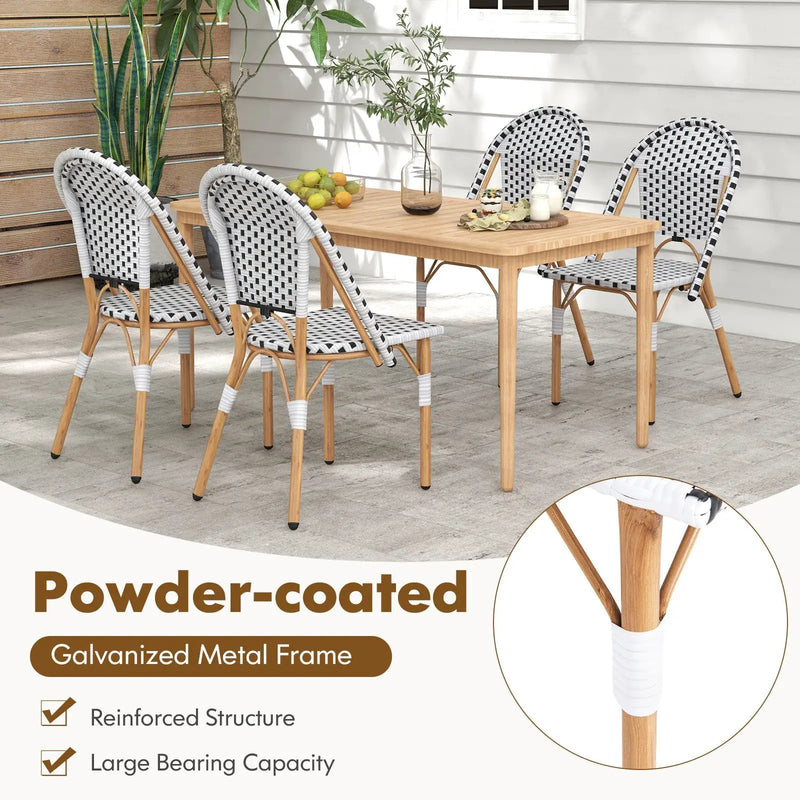 French Bistro Chair Set of 2 with Galvanized Metal Framex-White by DirectDeals