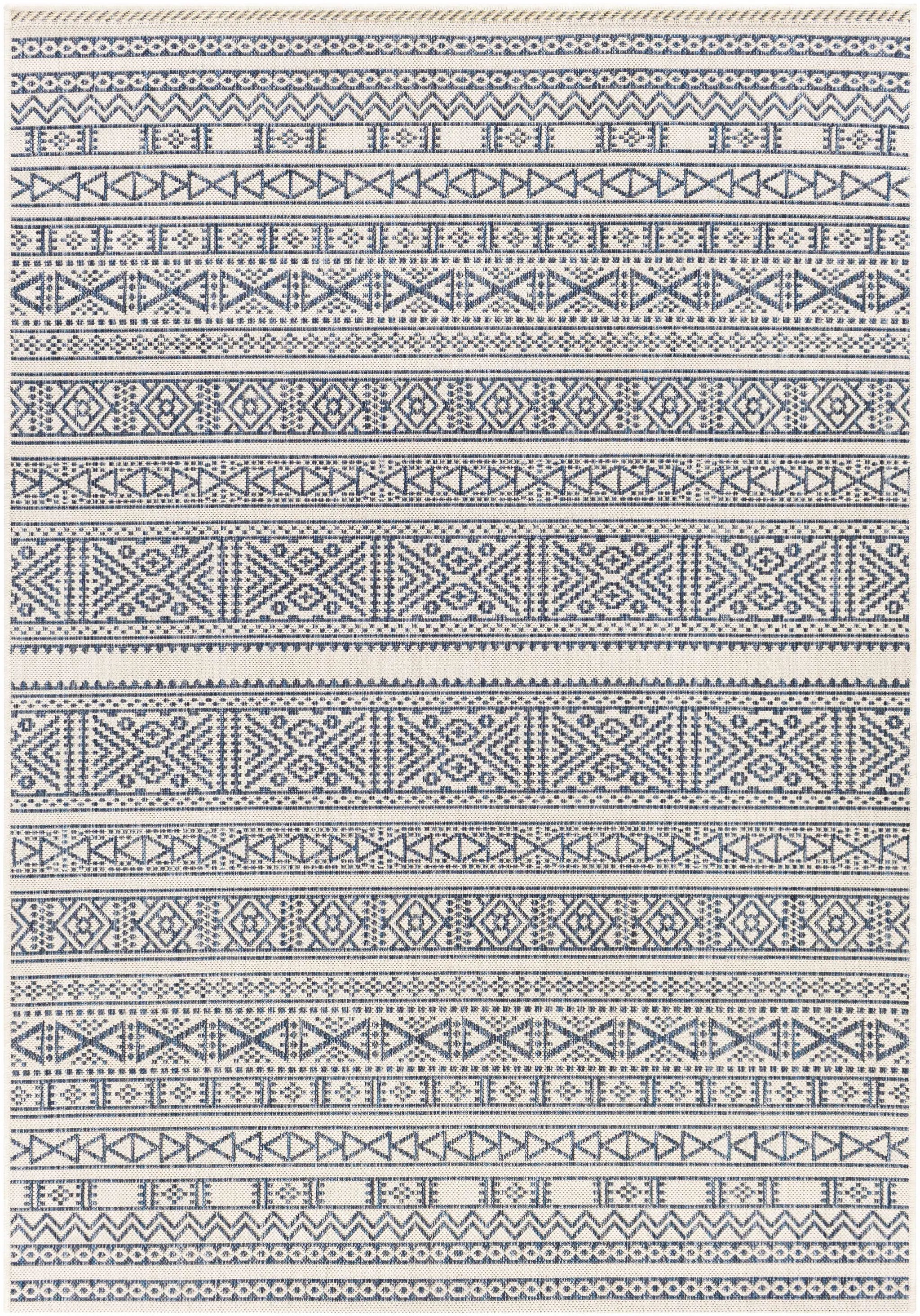Freshwater White&Blue Outdoor Rug - Clearance by Boutique Rugs