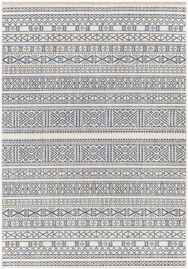 Freshwater White&Blue Outdoor Rug - Clearance by Boutique Rugs