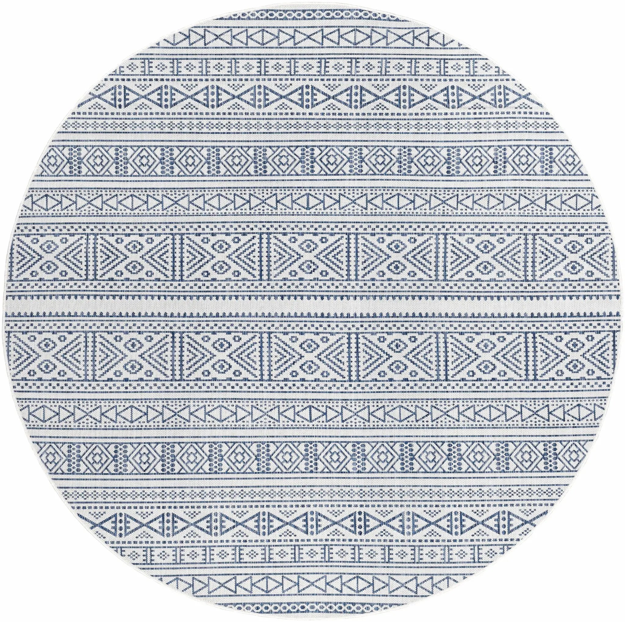 Freshwater White&Blue Outdoor Rug - Clearance by Boutique Rugs