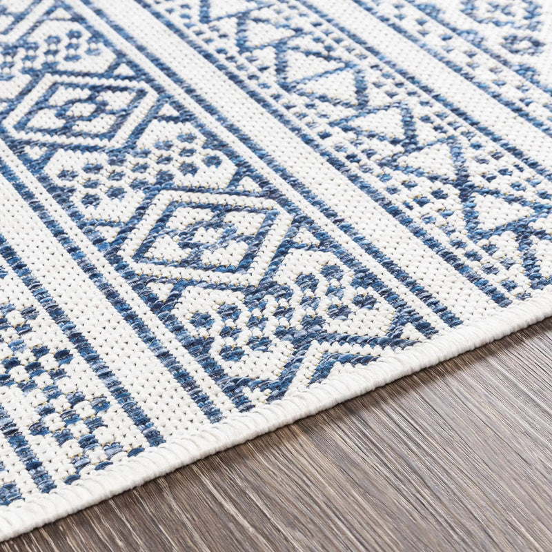 Freshwater White&Blue Outdoor Rug - Clearance by Boutique Rugs