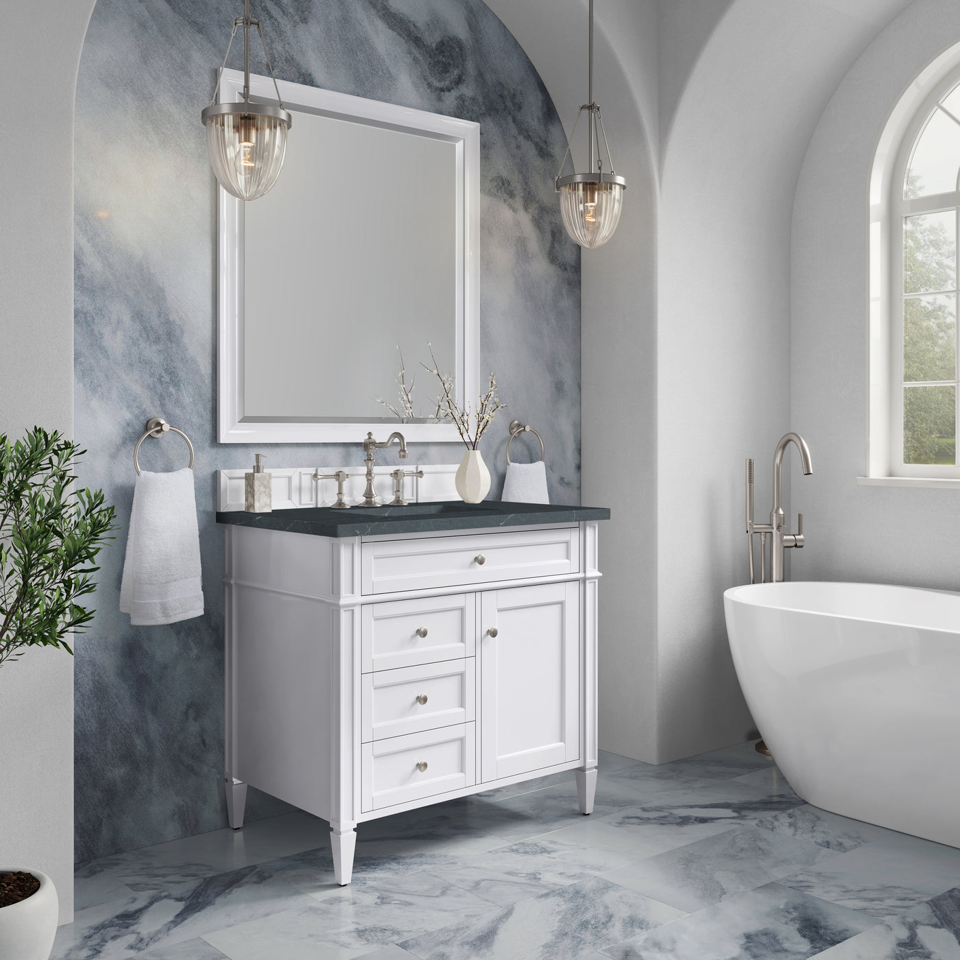 James Martin Brittany 36" Single Bathroom Vanity, Bright White, view 25