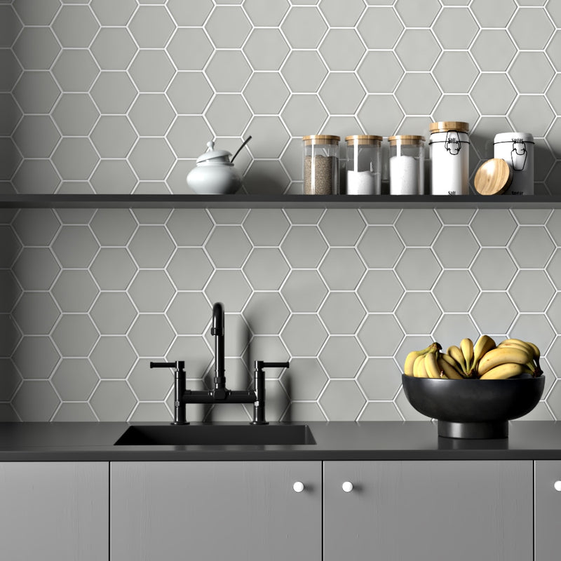 Pebble Glossy Hexagon 5 Ceramic Tiles 5 Ceramic Glossy 6x6 Tiles — 2