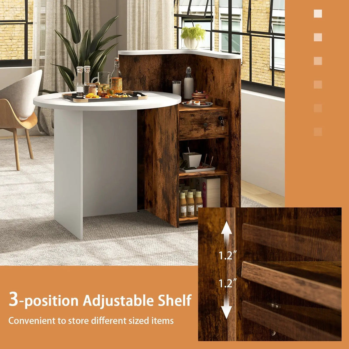 Front Reception Office Desk with Open Shelf and Drawer, photo 7 of 9
