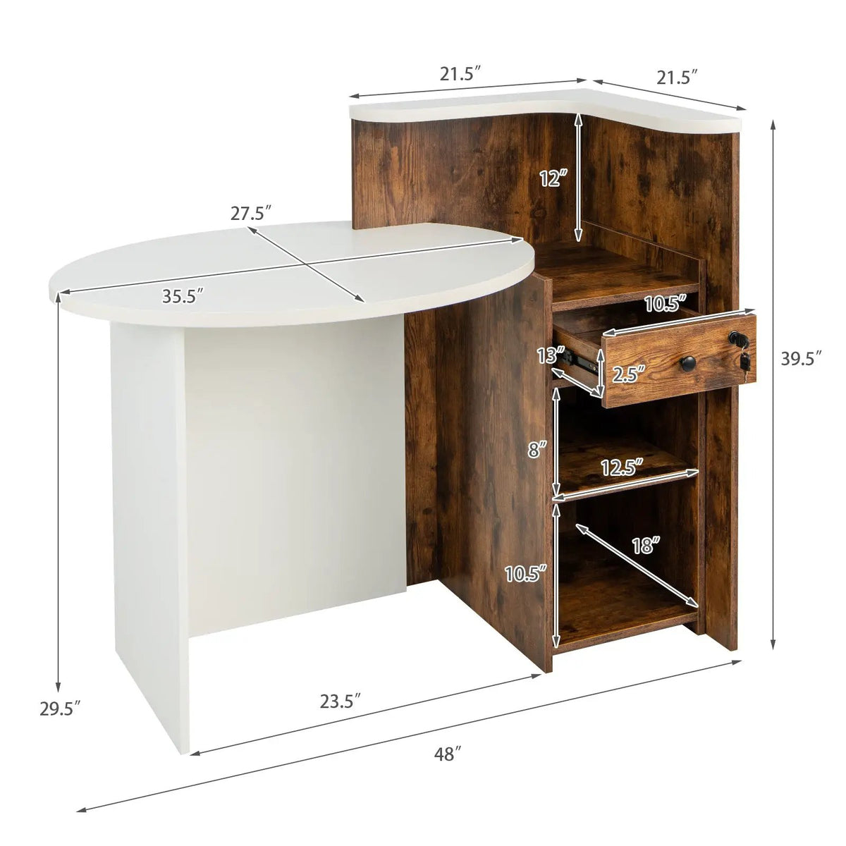 Front Reception Office Desk with Open Shelf and Drawer, photo 5 of 9