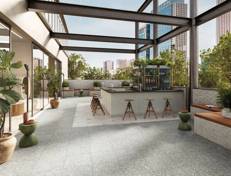 Frontier20 Fashion Grey Terrazzo Look Porcelain Pavers 24x24 by landmarkceramics