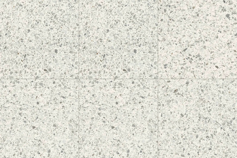 Frontier20 Diamond White Grip Stair Tread Bullnose Terrazzo Look Porcelain Moldings 12x24 by landmarkceramics