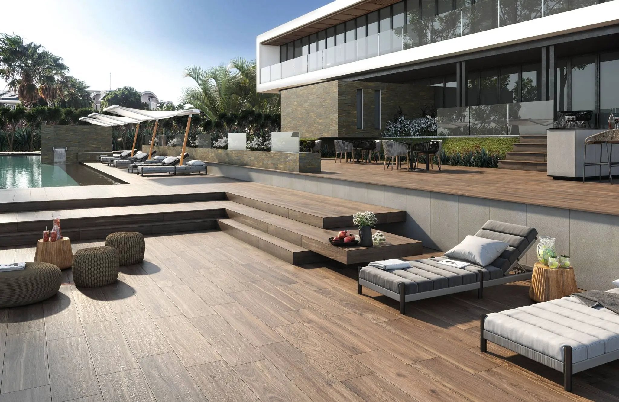 Frontier20 Essence Brown Wood Look Porcelain Pavers 12x48 by landmarkceramics