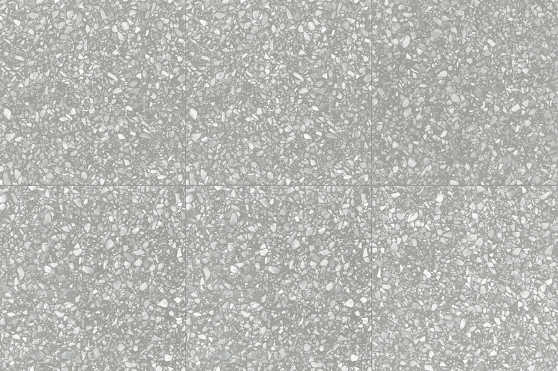 Frontier20 Fashion Grey L Shape Corner Closure Right Terrazzo Look Porcelain Moldings 12x24 by landmarkceramics