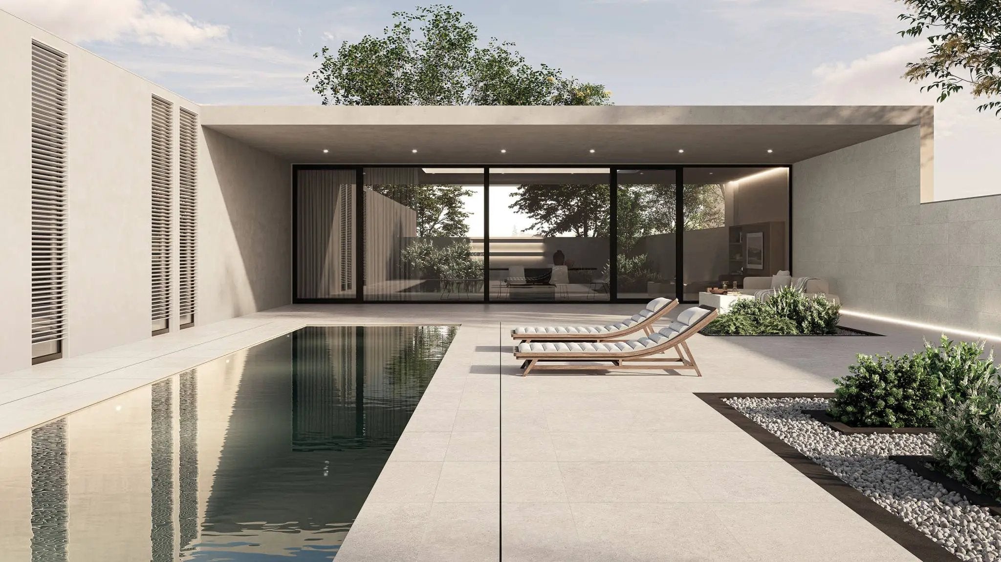 Frontier20 Frost Limestone Look Porcelain Pavers 24x24 by landmarkceramics