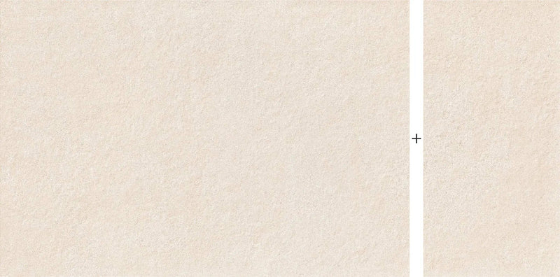 Frontier20 Indiana Buff Select Mix + Limestone Look Porcelain Pavers 24x48 by landmarkceramics
