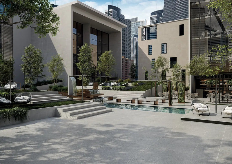 Frontier20 Indiana Grey Select Limestone Look Porcelain Pavers 24x24 by landmarkceramics